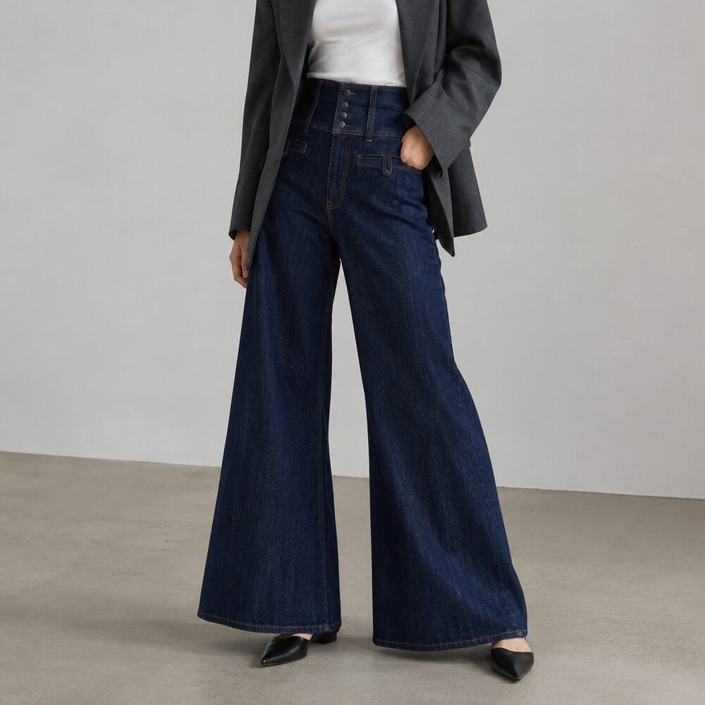 Pilcro High-Rise Wide-Leg Trouser Jeans Womens 27 Blue Denim NWOT